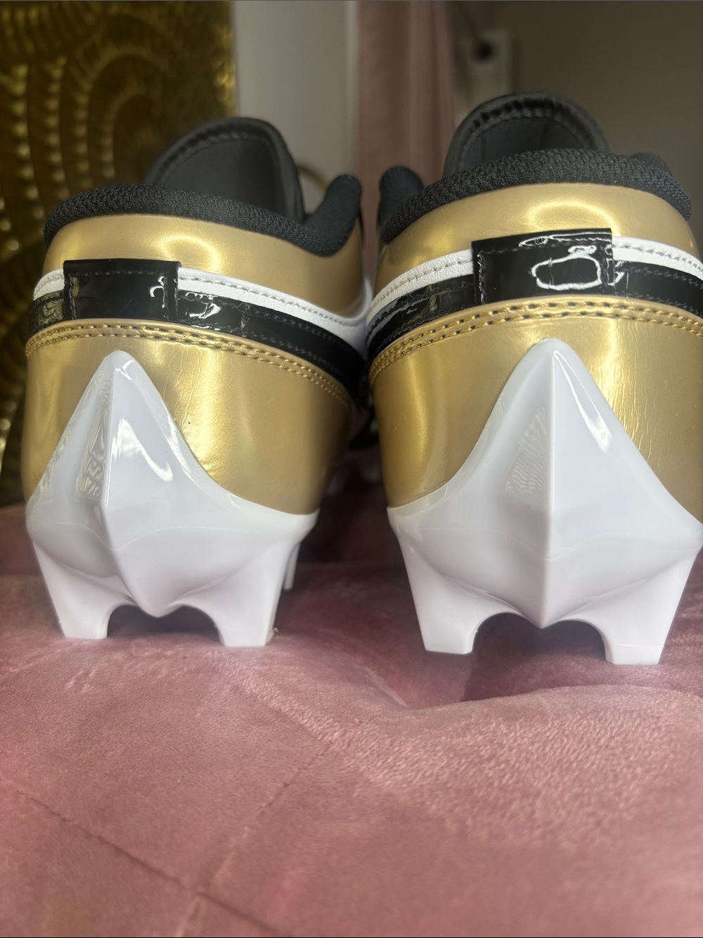 Men Nike Air Jordan 1 Low TD Cleat 'Gold Toe' Cleats (NEW!) - Picture 4 of 6